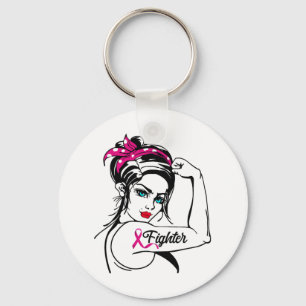 Rosie The Riveter Breast Cancer Awareness Sleutelhanger