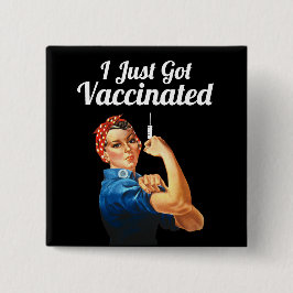 Rosie the Riveter Covid-19 Vaccinatie Vaccinatie Vierkante Button 5,1 Cm