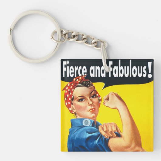 Rosie The Riveter Fel en Fabulous Sleutelhanger (Voorkant)