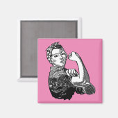 Rosie-The-Riveter Feminist Line-Art Graphic Magneet (Voorkant / Achterkant)