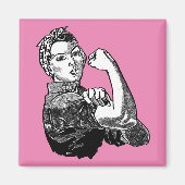 Rosie-The-Riveter Feminist Line-Art Graphic Magneet (Voorkant)