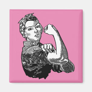 Rosie-The-Riveter Feminist Line-Art Graphic Magneet