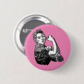 Rosie-The-Riveter Feminist Line-Art Graphic Ronde Button 5,7 Cm (Voorkant /achterkant)
