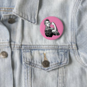 Rosie-The-Riveter Feminist Line-Art Graphic Ronde Button 5,7 Cm (In situ)