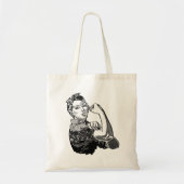 Rosie-The-Riveter Feminist Line-Art Graphic Tote Bag (Voorkant)