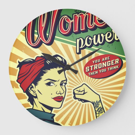 Rosie The Riveter Large Clock Grote Klok (Voorkant)