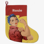 Rosie the Riveter Large Kerstmis Stocking Grote Kerstsok (Voorkant)