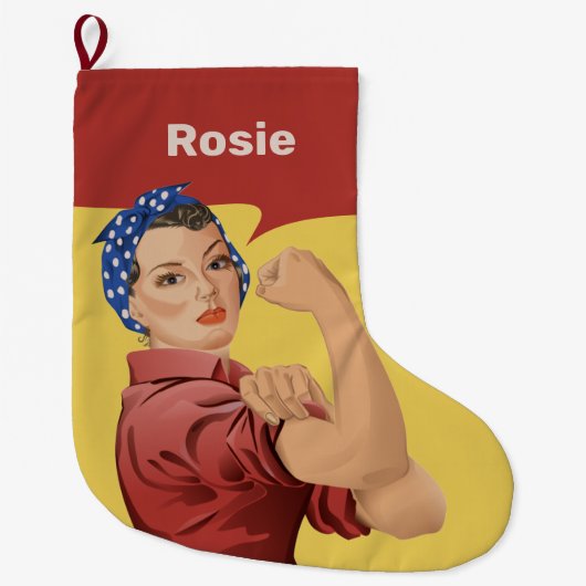 Rosie the Riveter Large Kerstmis Stocking Grote Kerstsok (Voorkant)
