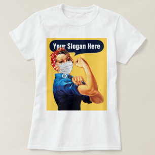 Rosie The Riveter met gezichtsmasker - Voeg een aa T-shirt
