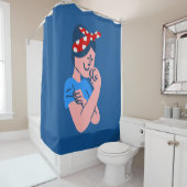 rosie the riveter rockabilly retro icoon douchegordijn (In situ)
