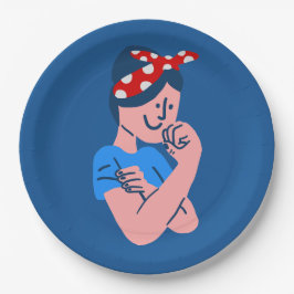 rosie the riveter rockabilly retro icoon papieren bordje