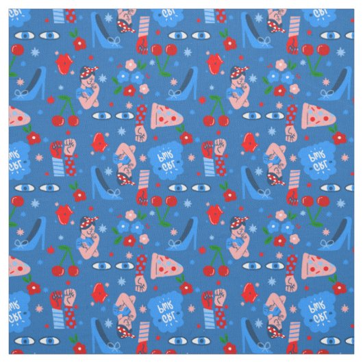 rosie the riveter rockabilly speels stof (Swatch)