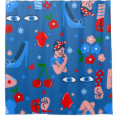 rosie the riveter rockabilly whimsical douchegordijn (Voorkant)