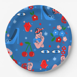 rosie the riveter rockabilly whimsical papieren bordje