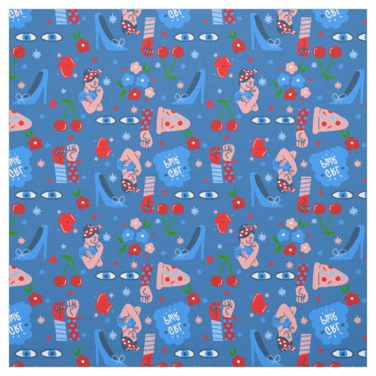 rosie the riveter rockabilly whimsical stof (Swatch)