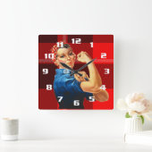 Rosie the Riveter Vierkante Klok (Huis)