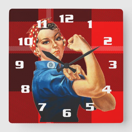 Rosie the Riveter Vierkante Klok (Voorkant)