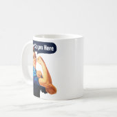 Rosie The Riveter - Voeg uw eigen aangepaste sloga Koffiemok (Voorkant links)