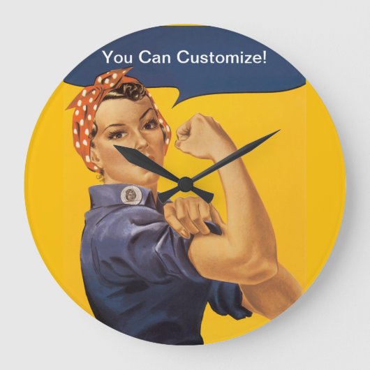 Rosie the Riveter We Can Do It! Your Text Here Grote Klok (Voorkant)