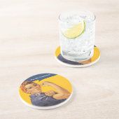 Rosie the Riveter We Can Do It! Your Text Here Zandsteen Onderzetter (Zijkant)