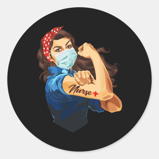 Rosie The Riveter - Woman Nurse Ronde Sticker (Voorkant)
