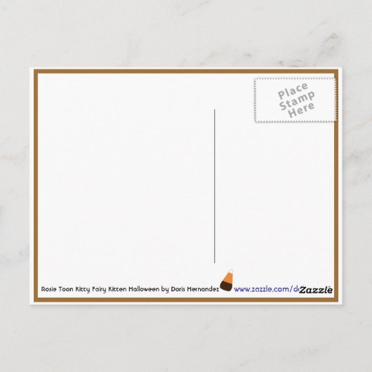 Rosie Toon Kat Fairy Kitten B&W EdgesPostcard Briefkaart (Achterkant)
