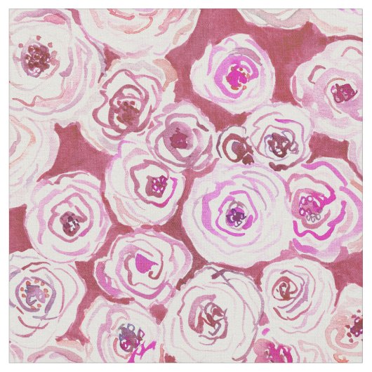 ROSIE UITZICHT Red Rose Floral Pattern Stof (Close Up)