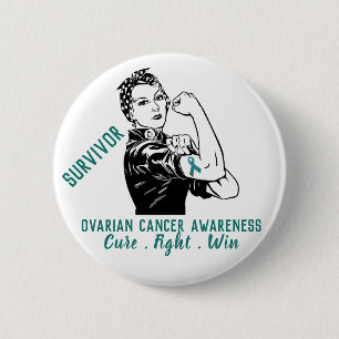 Rosie vecht ovariumkanker overlevende ronde button 5,7 cm
