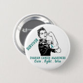 Rosie vecht ovariumkanker overlevende ronde button 5,7 cm (Voorkant /achterkant)