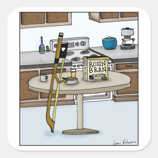 Rosin Bran String Instruments Bow Cartoon Vierkante Sticker (Voorkant)