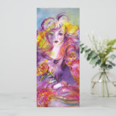 ROSINA / LADY MET ROOS EN PIJT Blauw Kaart (Staand voorkant)