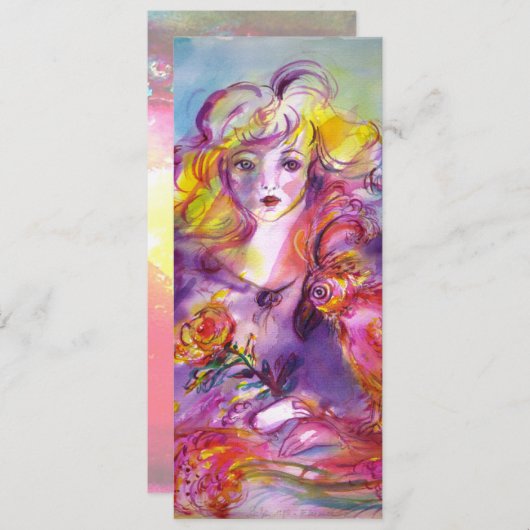 ROSINA / LADY MET ROOS EN PIJT Blauw Kaart (Voorkant / Achterkant)