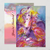 ROSINA / LADY MET ROOS EN PIJT Blauw Kaart (Voorkant / Achterkant)