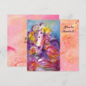 ROSINA/LADY, ROOS EN DEEL Roze Vrijgezellenfeest Kaart (Voorkant / Achterkant)