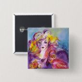 ROSINA/Venetian Masquerade Ball Vierkante Button 5,1 Cm (Voorkant /achterkant)