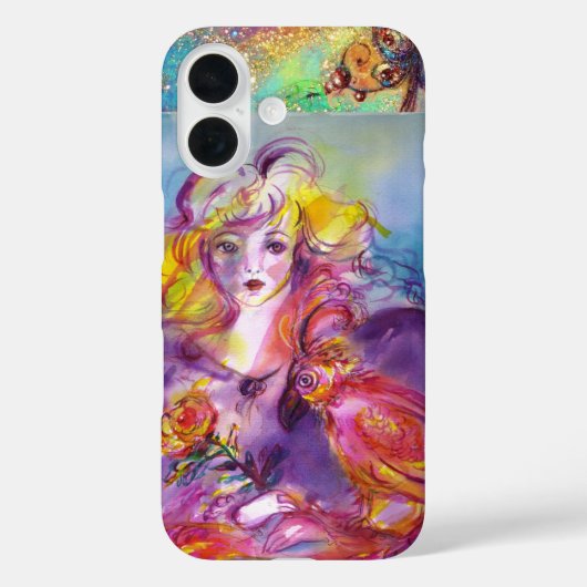 ROSINA/Young Girl met Roos en papegaai Case-Mate iPhone Case (Achterkant)
