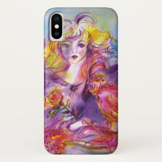 ROSINA/Young Girl met Roos en papegaai Case-Mate iPhone Case (Achterkant)