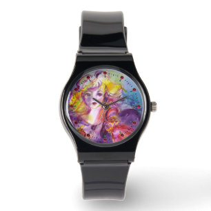 ROSINA/Young Girl met Roos en papegaai Horloge