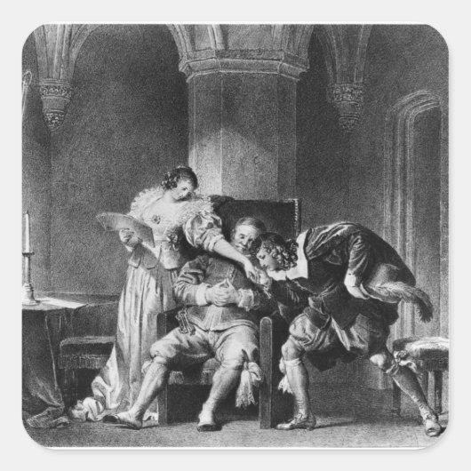 Rosine, Bartholo, Count Almaviva Vierkante Sticker (Voorkant)