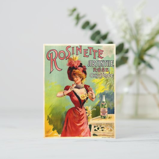 Rosinette Absinthe Roos Oxygénée  Fine Art Briefkaart (Staand voorkant)