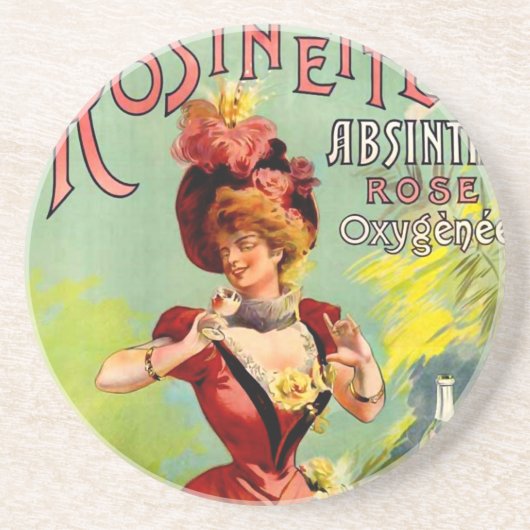 Rosinette Absinthe Roos Oxygénée  Fine Art Zandsteen Onderzetter (Voorkant)