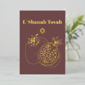 Rosj Hasjana Goud Folie Stof Roos Folie Feestdagenkaart (Staand Voorkant)