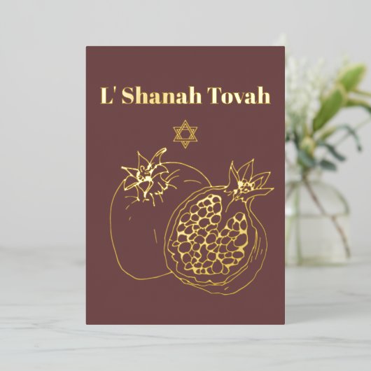 Rosj Hasjana Goud Folie Stof Roos Folie Feestdagenkaart (Staand Voorkant)