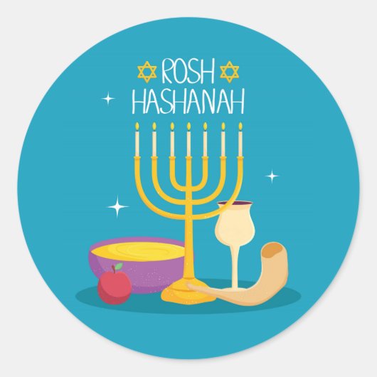 Rosj Hasjana Ronde Sticker (Voorkant)