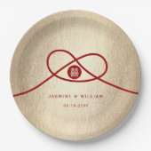 Roske Knotel Union Dubbel Geluk Chinese Huwelijk Papieren Bordje (Voorkant)