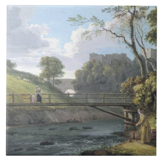 Roslin Castle, Midlothian (w/c en gouache op papie Tegeltje (Voorkant)