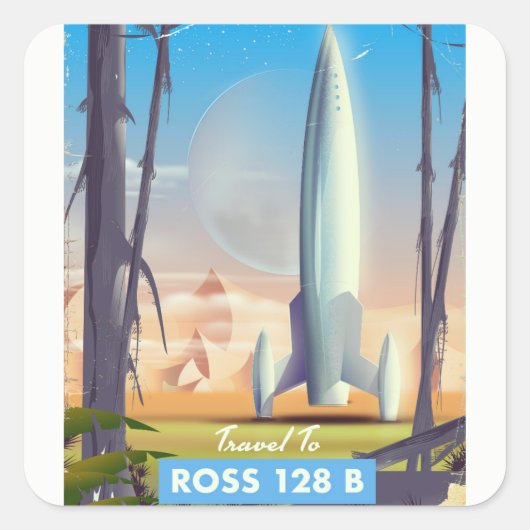 Ross 128 B Science fiction poster Vierkante Sticker (Voorkant)