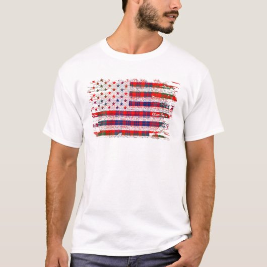 Ross Achternaam Amerikaanse vlag Schotse Clan Tart T-shirt (Voorkant)