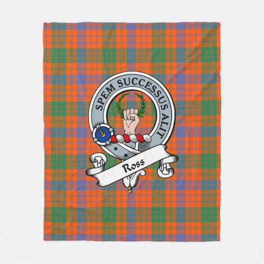 Ross Ancient Clan Badge Tartan Plaid Fleece Deken (Voorkant)