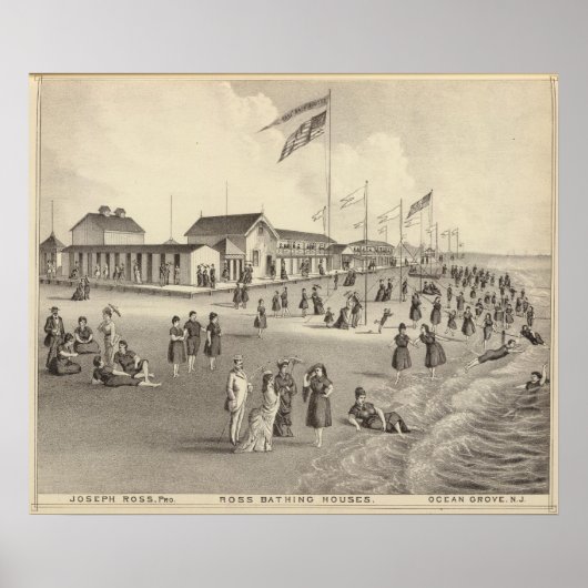 Ross Bathing Houses, Ocean Grove, NJ Poster (Voorkant)